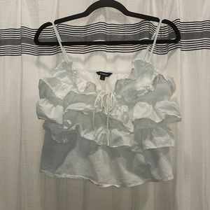 NWOT Express white ruffle tank